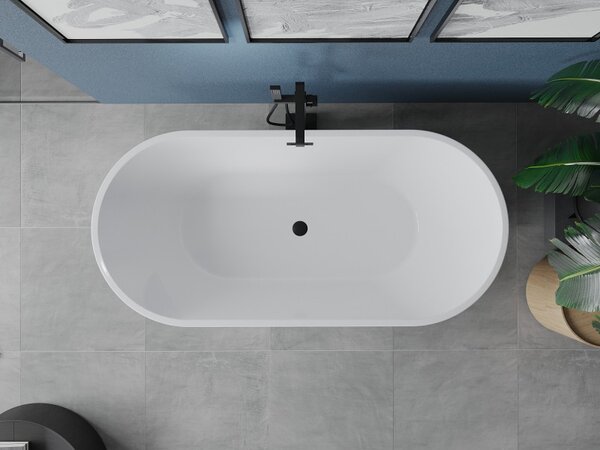 Mexen Luna voľne stojaca vaňa 140 x 75 cm, biela, prepad čierny - 52031407500-70