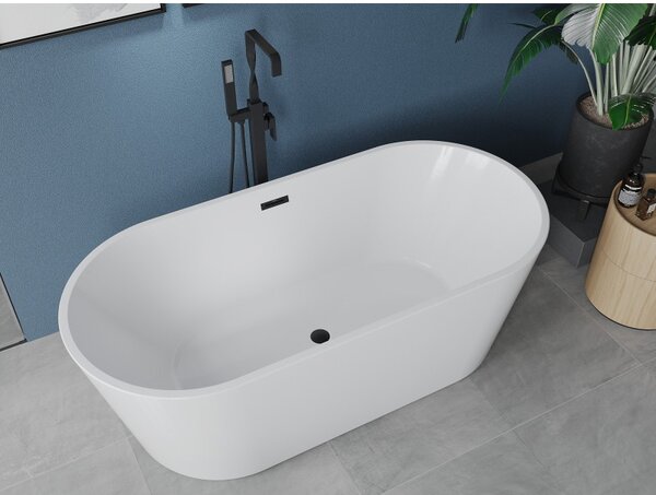 Mexen Luna voľne stojaca vaňa 140 x 75 cm, biela, prepad čierny - 52031407500-70