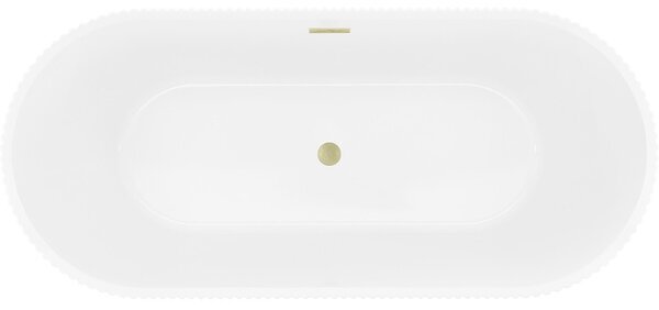 Mexen Yara voľne stojaca ryhovaná vaňa 170 x 75 cm, biela, prepad zlatý kartáčovaný - 52861707500-55