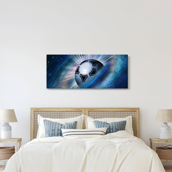 Obraz - Futbalová lopta vo vesmíre (120x50 cm)