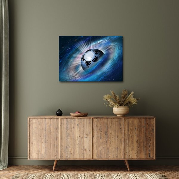 Obraz - Futbalová lopta vo vesmíre (70x50 cm)