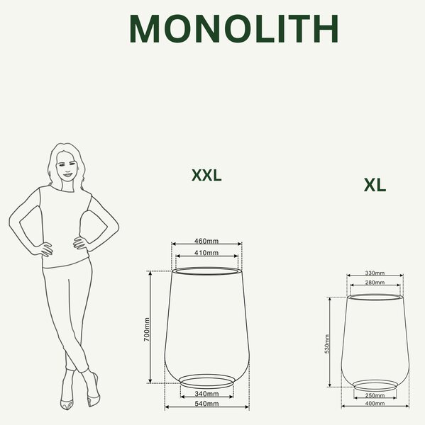 Betónový kvetináč MONOLITH - Hnedý XL (40cm 53 cm)