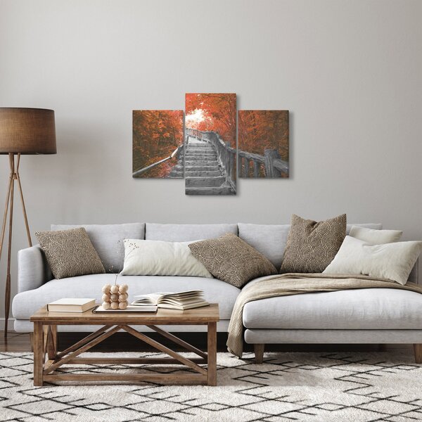 Obraz - Schody v prírode, oranžová (90x60 cm)