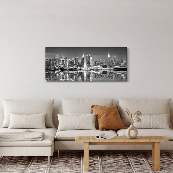 Obraz - New York, čiernobiely (120x50 cm)