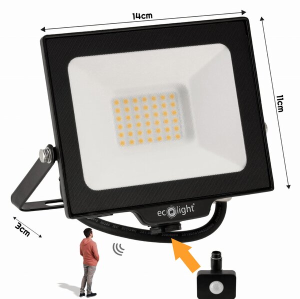 ECOLIGHT LED reflektor 30W 2v1 - studená biela