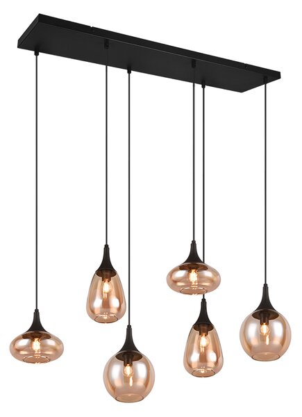 TRIO 317000613 LUMINA závesné svietidlo 6xE14 čierna matná, jantárová