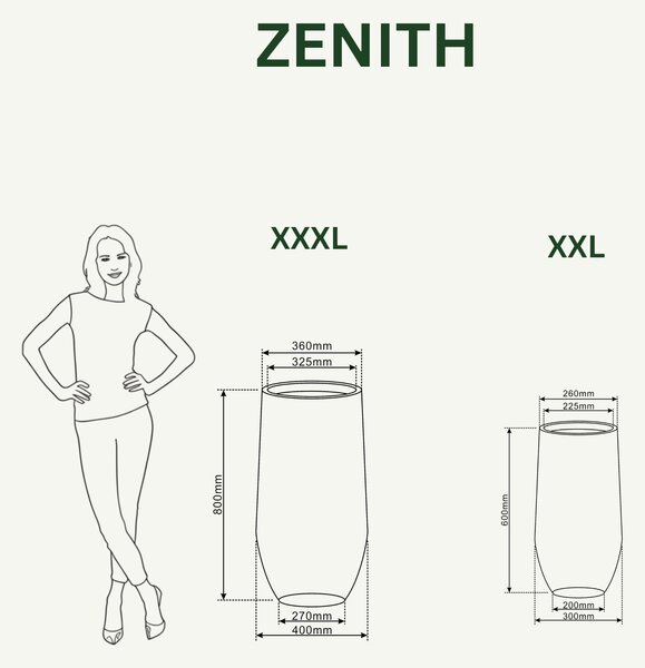 Betónový kvetináč Zenith - Hnedý XL (30 cm x 60 cm)