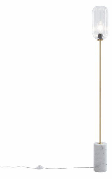 Stojaca lampa v štýle Art Deco mosadz s priehľadným sklom - Rid