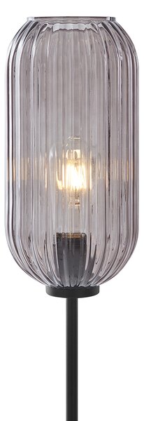 Art Deco stojaca lampa čierna s dymovým sklom - Rid
