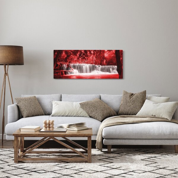 Obraz - Červený, vodopád (120x50 cm)