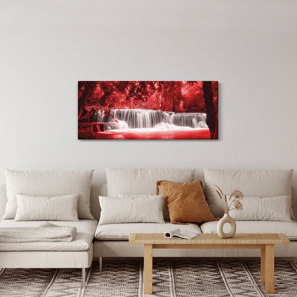 Obraz - Červený, vodopád (120x50 cm)