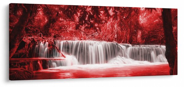 Obraz - Červený, vodopád (120x50 cm)