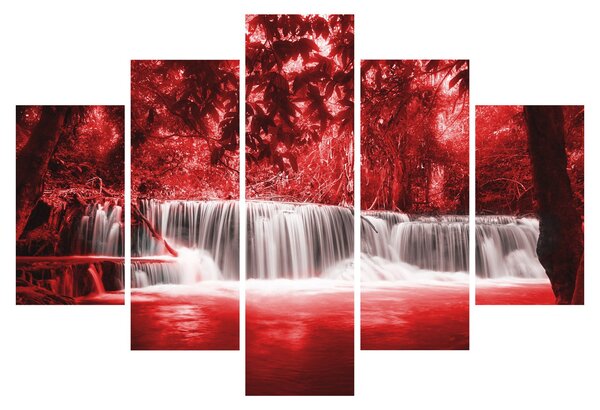Obraz - Červený, vodopád (150x105 cm)