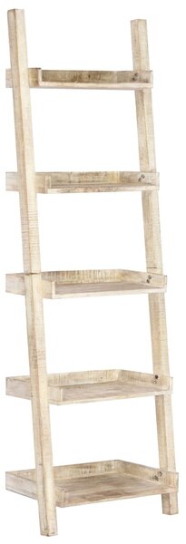Rebríková polica z mangovníkového dreva biela 75x37x205 cm