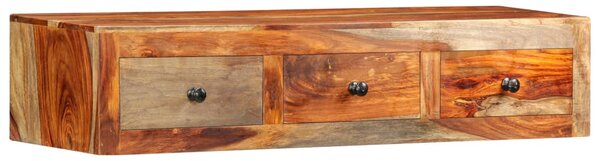 Nástenný konzolový stolík 100x25x20 cm, drevený masív sheesham