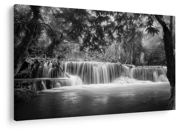 Obraz - Čiernobiely vodopád (90x60 cm)