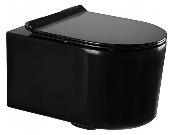 Mexen SOFIA Rimless závesná wc misa so sedátkom s pomalým zatváraním, 48 x 36 cm, čierna matná, 3354XX85+39010185
