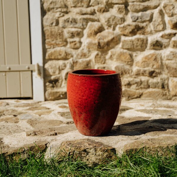 Keramický kvetináč LAFONTAINE - Tropická Červená. M (28 cm x 32 cm)