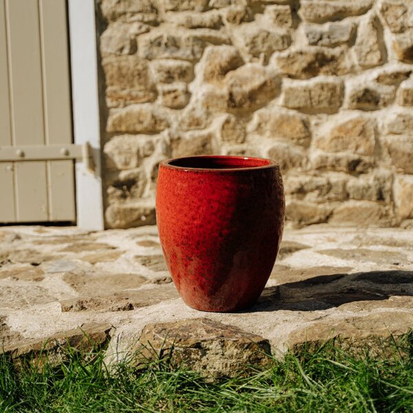 Keramický kvetináč LAFONTAINE - Tropická Červená. M (28 cm x 32 cm)