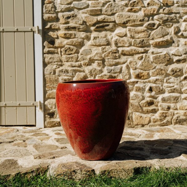 Keramický kvetináč LAFONTAINE - Tropická Červená. M (28 cm x 32 cm)