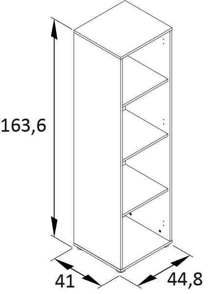 REGÁL NA ŠANÓNY, čierna, farba duba, 44,8/163,6/41 cm MID.YOU - Online Only kancelárie, Online Only
