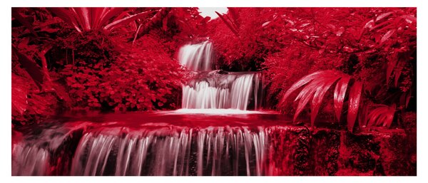 Obraz - Indonézske vodopády v červenej (120x50 cm)