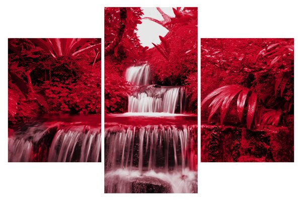 Obraz - Indonézske vodopády v červenej (90x60 cm)