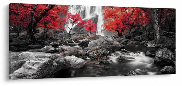 Obraz - Vodopády v jesennej krajine (120x50 cm)