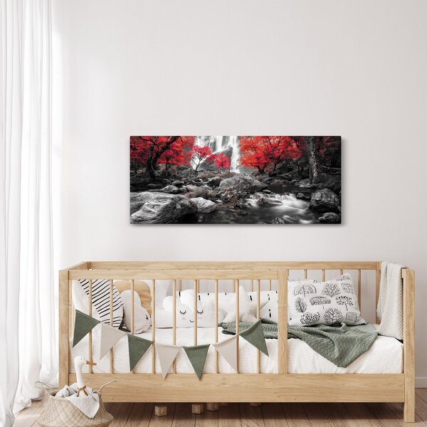 Obraz - Vodopády v jesennej krajine (120x50 cm)