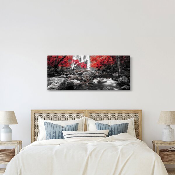 Obraz - Vodopády v jesennej krajine (120x50 cm)