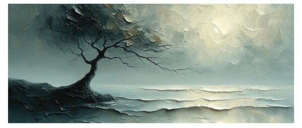 Obraz - Olejomaľba stromu s oceánom (120x50 cm)