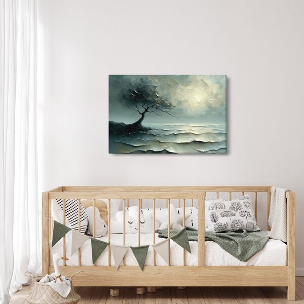 Obraz - Olejomaľba stromu s oceánom (90x60 cm)