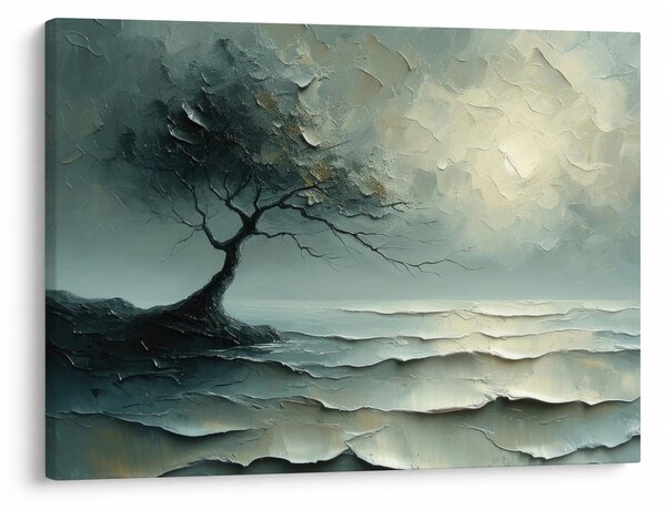 Obraz - Olejomaľba stromu s oceánom (70x50 cm)