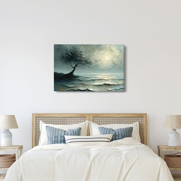 Obraz - Olejomaľba stromu s oceánom (90x60 cm)