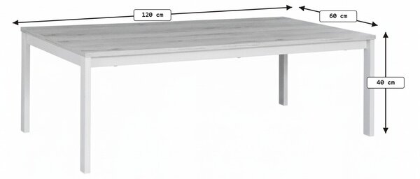 Konferenčný stolík FROST 120x60 cm krémový, dekor dub alpský