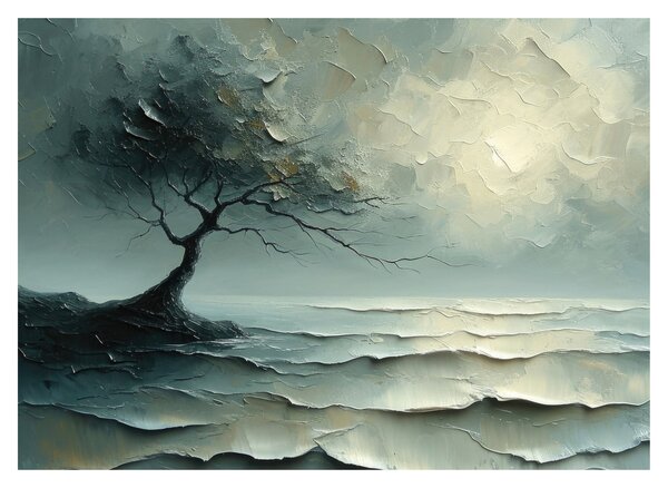 Obraz - Olejomaľba stromu s oceánom (70x50 cm)