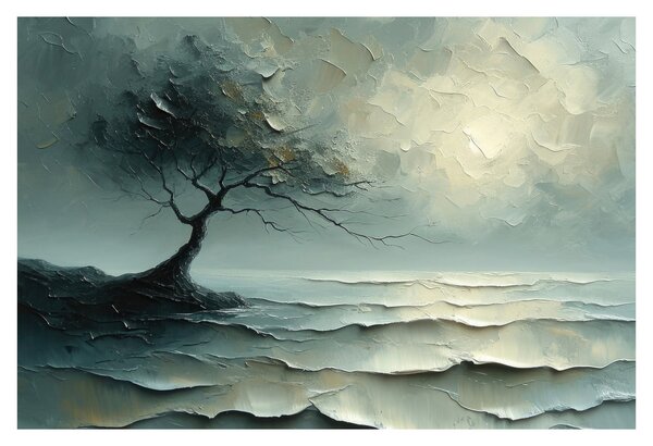 Obraz - Olejomaľba stromu s oceánom (90x60 cm)