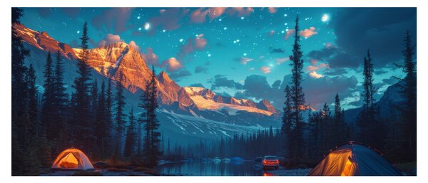 Obraz - Kempovanie v horách (120x50 cm)