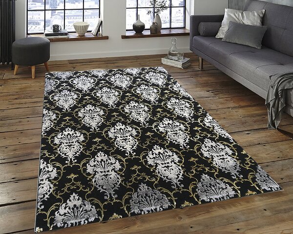 Berfin Dywany, Kusový koberec Elite 23282 Black Gold, 120x180, čiernobiela, obývacia izba