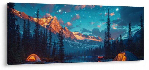 Obraz - Kempovanie v horách (120x50 cm)