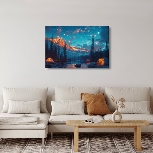 Obraz - Kempovanie v horách (90x60 cm)