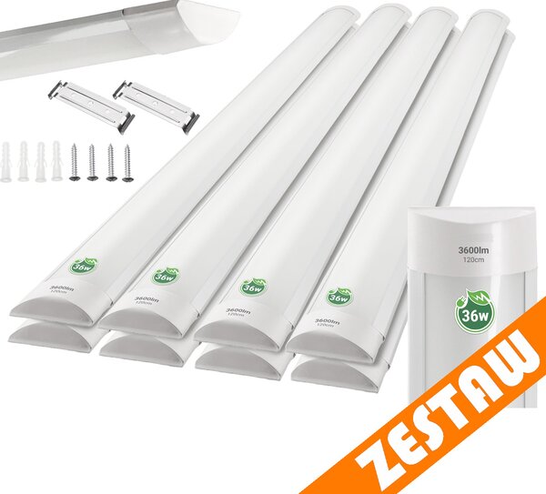 BERGE Sada 8 LED svietidiel do garáže a dielne na prisadenú stropnú montáž 36W 120cm