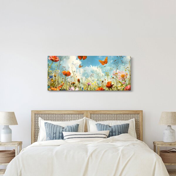 Obraz - Motýle na letnej lúke (120x50 cm)