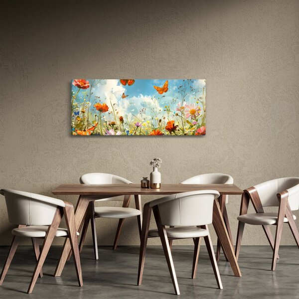 Obraz - Motýle na letnej lúke (120x50 cm)