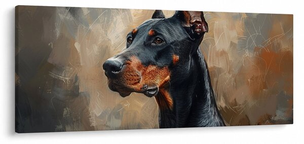 Obraz - Portrét Dobermana (120x50 cm)