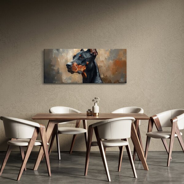 Obraz - Portrét Dobermana (120x50 cm)