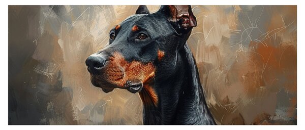 Obraz - Portrét Dobermana (120x50 cm)