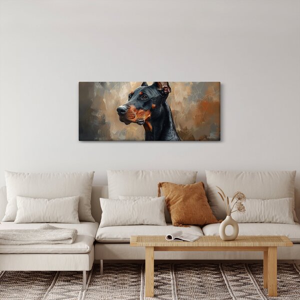 Obraz - Portrét Dobermana (120x50 cm)