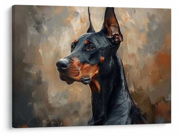 Obraz - Portrét Dobermana (70x50 cm)