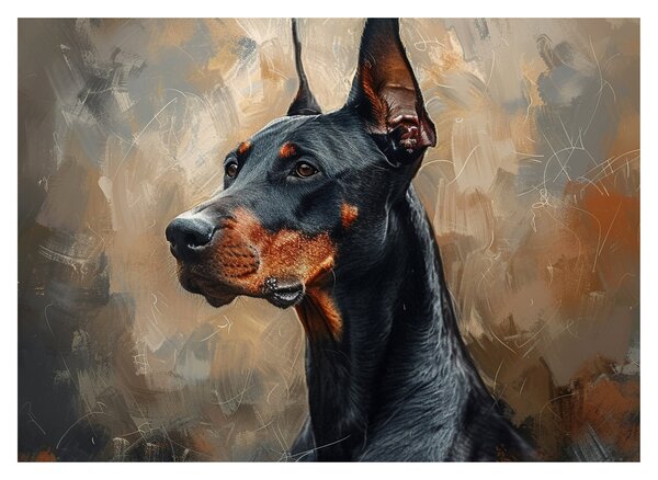 Obraz - Portrét Dobermana (70x50 cm)